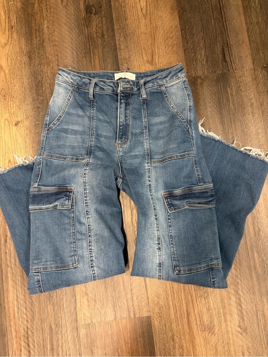 Risen Jeans Denim - Women's Blue Cargo Wide-Leg Jeans